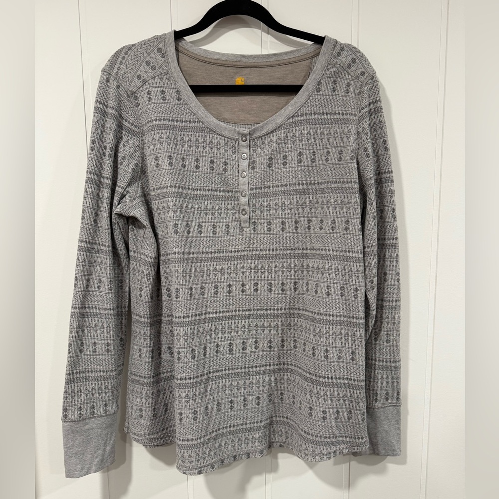 Carhartt Gray Textured Henley Shirt
